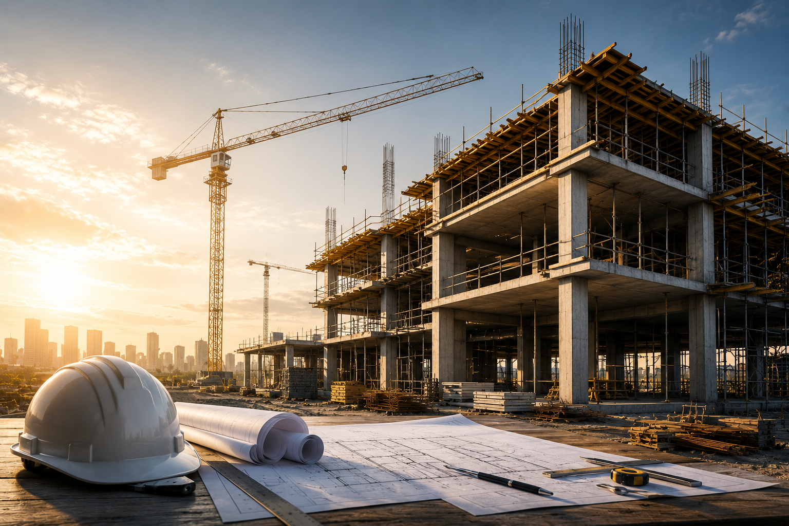 Construction site with cranes